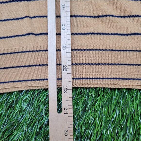 Vintage 70s JCPenney Striped Knit Polo Shirt Womens Medium Banded Hem Blouson - Picture 6 of 9